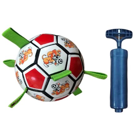 Hunde legetøjsbold, irriterende legetøj til små og mellemstore hunde med luftpumpe (rød og hvid