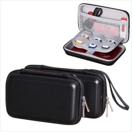 Mini bærbar elektronikopbevaringsetui - hård skal EVA PU organizer, vandafvisende beskyttelsesetui til earbuds, powerbanks og USB-drev