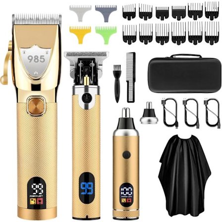 Ammattimaiset hiustenleikkurit miehille, sähköiset johdottomat leikkurit ja trimmerisarja, nenäkarvojen parranleikkuri, hiustenleikkuukone