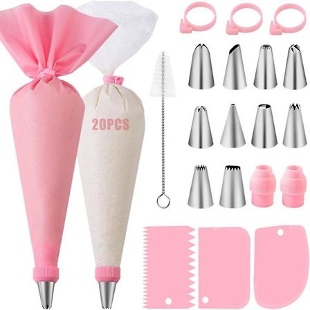 Sprøjtepose sæt 40 dele: med rustfri stål dyser, ideel til cupcakes (FMY)