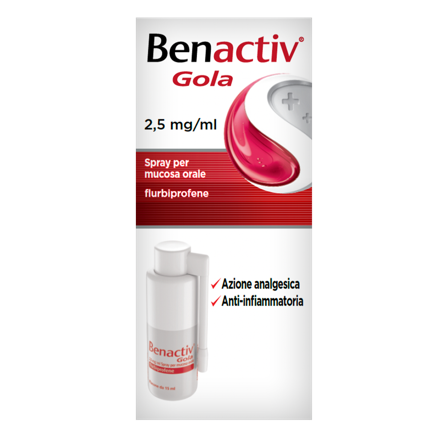 Benactiv Gola Spray Indicato per Mal di Gola 15ml