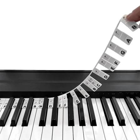 (klassisk svart) 88 - flyttbare pianotastatur-noteetiketter for læring, laget av silikon, ingen klistremerker
