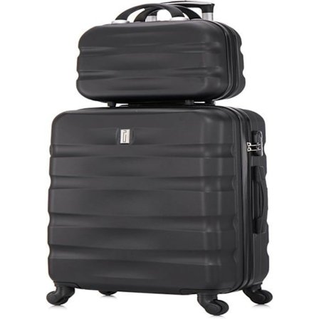 Mellem Kuffert - CELIMS - 65cm - Hård i ABS - Toilettaske Inkluderet - Grå