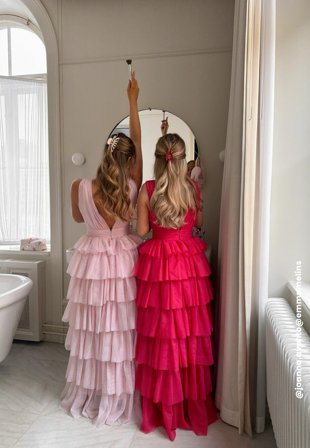 Bubbleroom Occasion - Tulle Frill Gown - Fuchsia