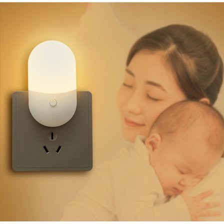 2-pak LED-natlamper, automatisk natlampe 5 lysstyrkeniveauer med skumringssensor, plug and play børnenatlampe til børneværelse, køkken, hallw