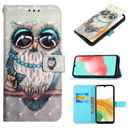 Lompakkokotelo Samsung Galaxy A14 - Koristeellinen Pöllö