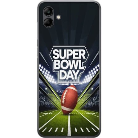 Yhteensopiva Puhelinkuori Samsung Galaxy A05 Super Bowl Day juliste, jossa amerikkalainen jalkapallo valaistuksella varustetulla areenalla dramaattise