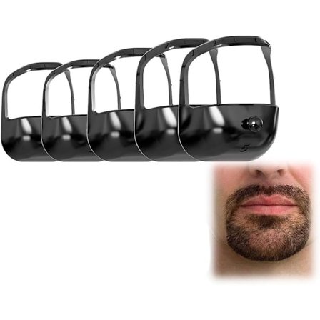 Skægformer, skægstylingværktøj til mænd, sort skægstylingstencil, 5-pak, inkluderer 5 størrelser, goatee-plejeværktøj til mænd, sort