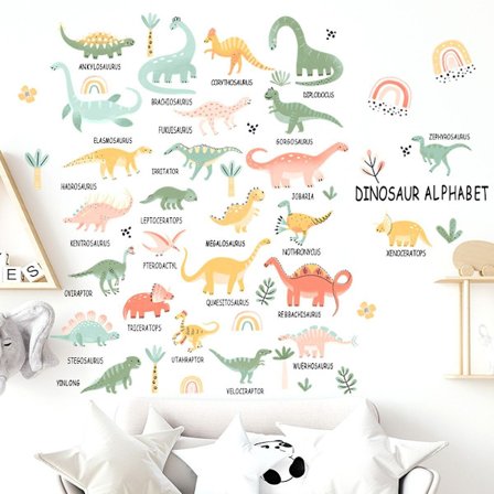 Dinosaur vægklistermærker, dino klistermærker til børn, børneværelse, soveværelse, Wo KLB