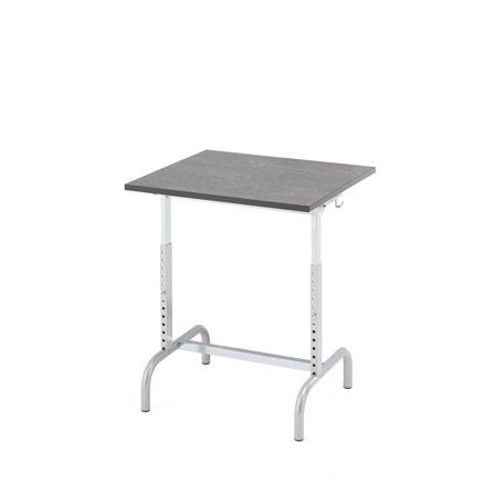 Schultisch 182, silber, Linoleum dunkelgrau