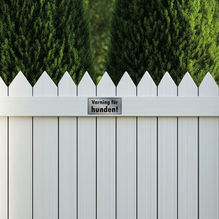 Varning för hunden, Silver, graverad skylt, självhäftande