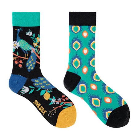 5 par Många stilar av AB-strumpor asymmetriska kreativa trendiga strumpor roliga par mandarinanka färgade mellanhöga strumpor