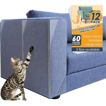 12-pack Kattskydd, 43 x 30 cm Osynligt Möbelskydd mot Kattskrap, Vattentätt Soffskydd mot Kattklor, Anti-kattskrap De