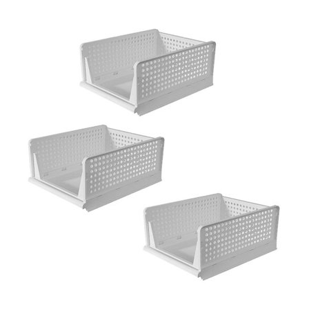 Foldbar Skab Organizer Opbevaringsboks Plastik Skab Organizer, Stabelbar Opbevaringskurv, Skuffe Organizer