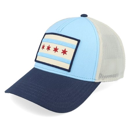 American Needle - Blauw trucker Cap - Chicago Valin Ivory/Navy Trucker @ Hatstore