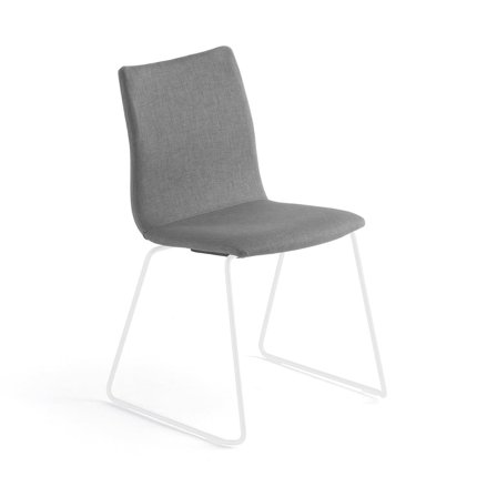 Conference chair OTTAWA with skid base, grey fabric, white