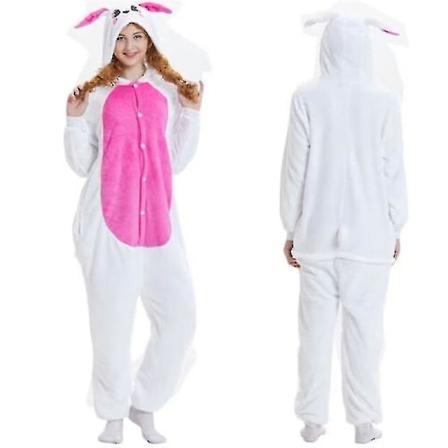 Unisex Vuxen Kigurumi djurkaraktärskostym Onesie Pyjamas Onepiece XL Rabbit Rose