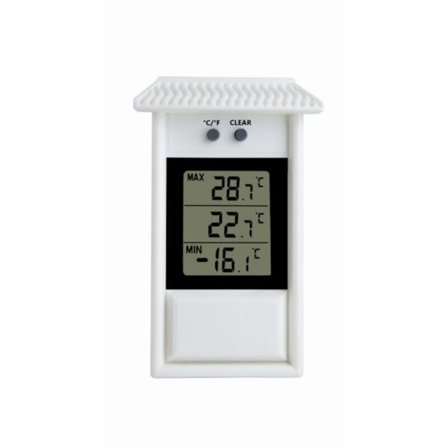 Maxima-Minima digitaalinen lämpömittari, säänkestävä, sisä- tai ulkokäyttöön, valkoinen?