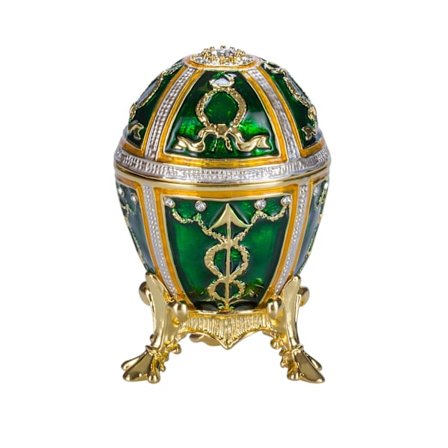 Faberge stil æg Rosebud Smykkeskrin 6 cm grøn