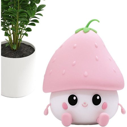 Sød Jordbær Natlampe - Silikone Batterilampe til Børn & Babyer, Dæmpbar LED Sengelampe, USB-opladning, Rumdekoration til Pigeværelse_TF_TF