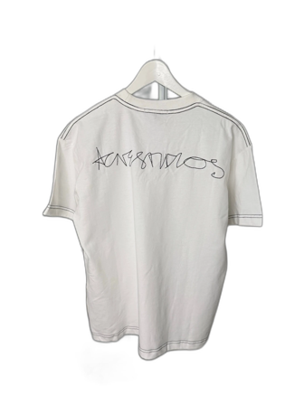 Vit Acne Studios t-shirt med kontrastsömmar
