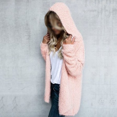 Damrock Cardigan Fleece Hoodie Tunn Lös Jacka Rosa
