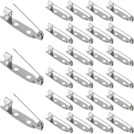 50 KPL Rintaneuloja, Turvallinen takakiinnitys takatangolla, Rintaneulan lukko Hopeiset hakaneulat Korsageille Napinläpiin Nimilapuille Korujen DIY-