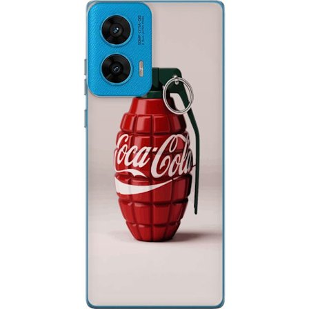 Kompatibelt Mobildeksel til Motorola Motorola G96 Kunstnerisk illustrasjon av Coca Cola granateple i rødt og grønt, pop art inspirert motiv med leke