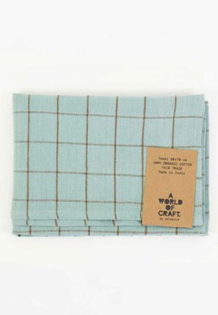 A World of Craft Eco Grid Handduk 50X70 cm Kökstextil Blå