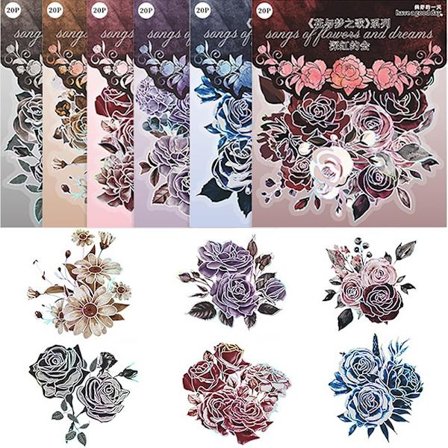 120 kpl kukkatarroja holografisia tarroja