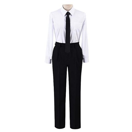 Makima Cosplay Anime Chainsaw Man Costume Black Trench Shirt Uniform Wig Suit Power Sexy Nurse Women Uniform Gloves Stockings -a