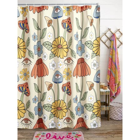 180*200cm Retro 70-luvun Suihkuverho Psykeedeelinen Kukka Kuvio