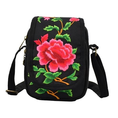 Broderet Crossbody Taske Dame Taske Mobiltelefonpung Pung Mode Vintage Boho til Fest Shopping Rejser Ferie Piger Gaver