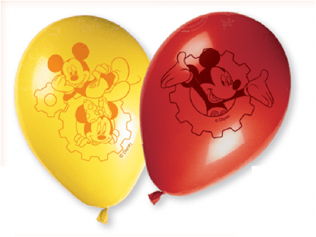 Ballonger Med Mickey Mouse, røde og gule, 8-pakke.