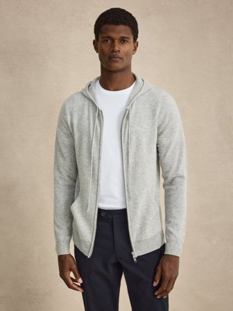 John Henric Men's Hellgrauer Kaschmir-Hoodie Size S
