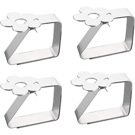 4 stk. dugklemmer i rustfrit stål med blomstermønster, dugholdere, overtræk til dug, hjem, have, udendørs