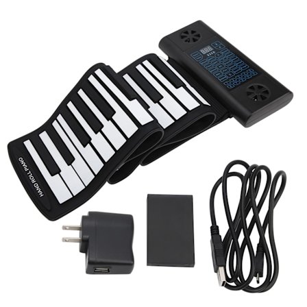 Pehmeä rullattava piano 61 kosketinta, silikoninen, ladattava, kaksi Bluetooth-kaiutinta, 100-240V US-pistoke