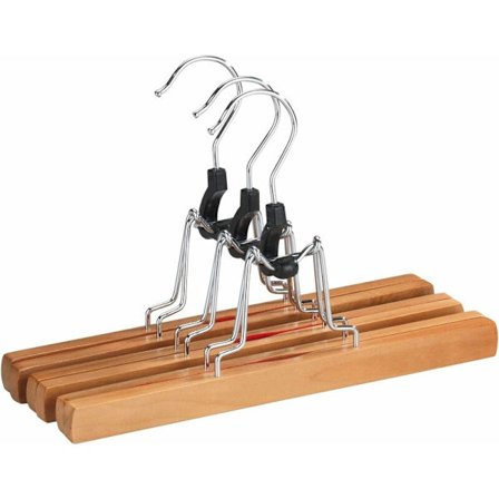 Naturlig bøjle til bukser - sæt med 3, træ, 25 x 16,5 x 2,2 cm, brun