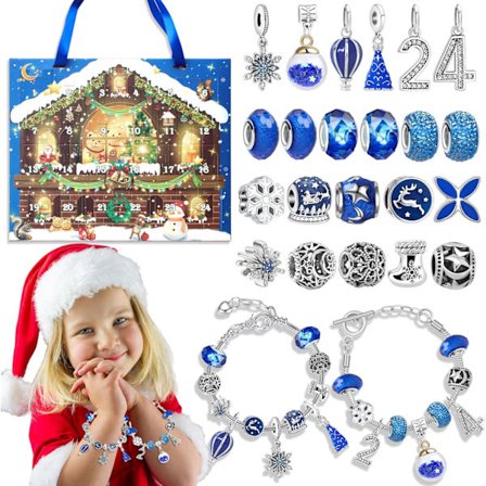 Joulukalenteri 2024 tytöille, 24 kpl rannekorusarja Joululahjat lapsille