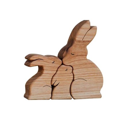 Söt Djurfamilj Mors Dag Present Trästaty Skrivbordsdekoration Hemmakontorsdekoration