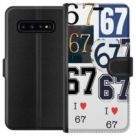 Kompatibelt Lommeboketui til Samsung Samsung Galaxy S10 67 meme vintage tall kollage retro 6-7 tall klassisk typografi vintage design