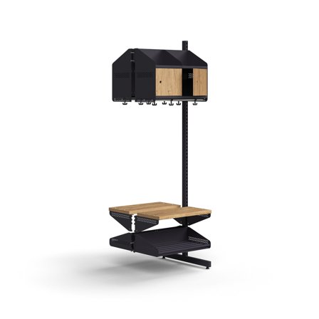 Garderobenschrank ENTRY, Anbaumodul, bodenstehend, 1800 x 600 x 600 mm, anthrazit/Eiche