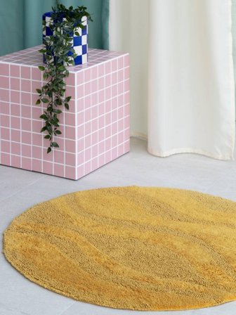 Breeze Bademåtte Rundt Ø 70 Gul Bomuld Vaskbart