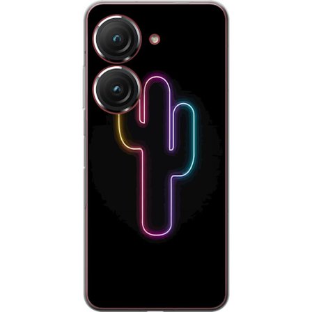 Yhteensopiva Puhelinkuori Asus Asus Zenfone 9 Neonpiirros kaktuksista vaaleanpunaisessa ja sinisessä valossa tummaa taustaa vasten