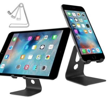 Roterbart stativ i metal för iPhone 6s/iPad Pro 9.7/Samsung S7 - Svart