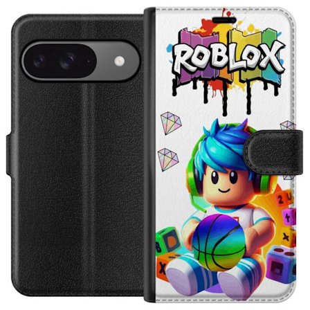 Kompatibelt Plånboksfodral till Google Google Pixel 9 Pro Färgstark Roblox-illustration med spelkaraktär, leksaker och energi, perfekt för spelent