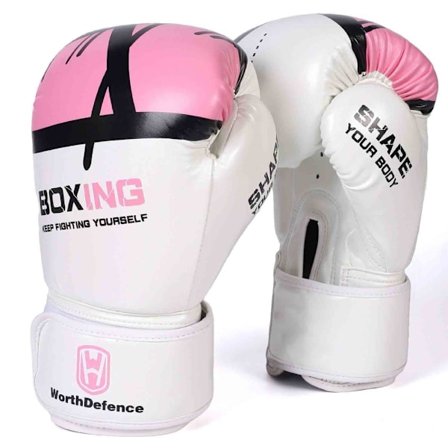 WOSWEIR 1 Par 12oz Bokseshansker Kickboksing Trening For Voksne - Hvit/Rosa