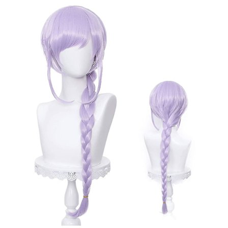 Lang Lilla Flette Parykk For Spill Genshin Impact Qiqi Ta Gradient Fest Harajuku Hår
