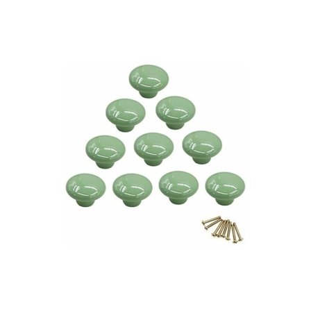 Porcelanknopp, rund, för skåp, lådor och skåp, vintagegrön