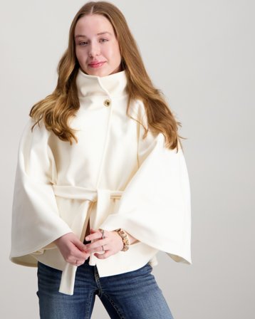 Gina Tricot Young Y belted cape Hvid Jakker Pige - Kids Brand Store